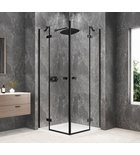 Photo: GLOBE BLACK Eckige Duschkabine 800x800mm, Eckeinstieg, Klarglas