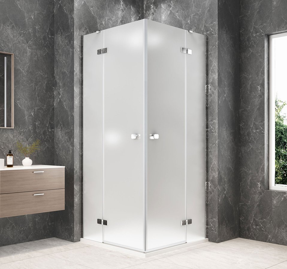 Polysan GLOBE CHROME čtvercový sprchový kout 800x800mm, rohový vstup, matné sklo GB5880MC