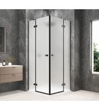 Photo: GLOBE GUN METAL Eckige Duschkabine 900x900mm, Eckeinstieg, Mattglas