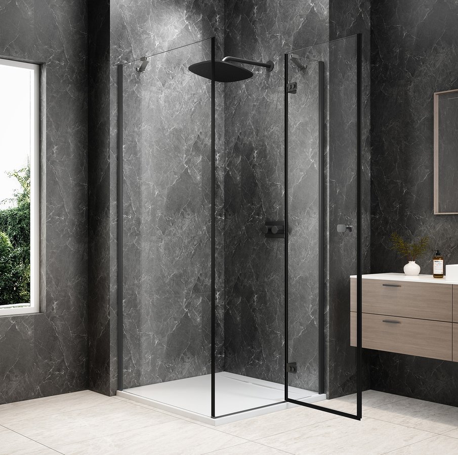 Polysan GLOBE GUN METAL čtvercový sprchový kout 800x800mm, čiré sklo, pravé GB1080-3215RGM
