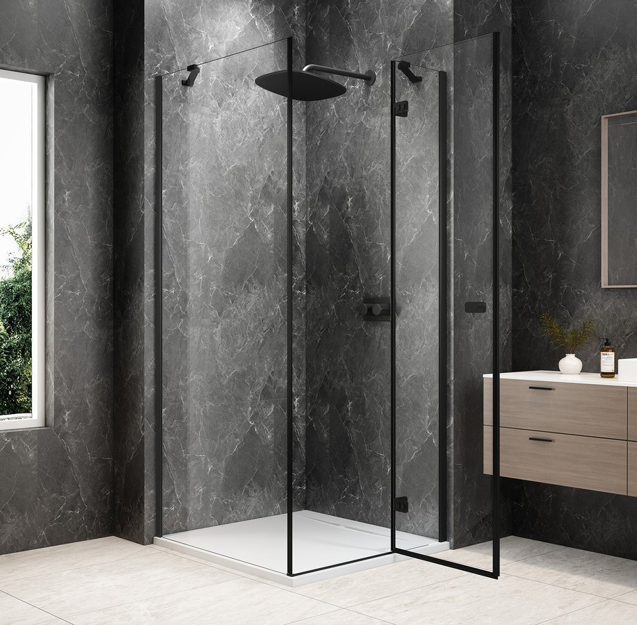 Polysan GLOBE BLACK čtvercový sprchový kout 900x900mm, čiré sklo, pravé GB1090-3315RB