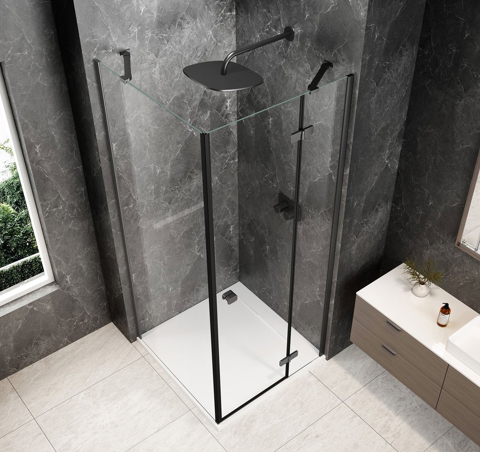 Polysan GLOBE GUN METAL čtvercový sprchový kout 900x900mm, čiré sklo, pravé GB1090-3315RGM