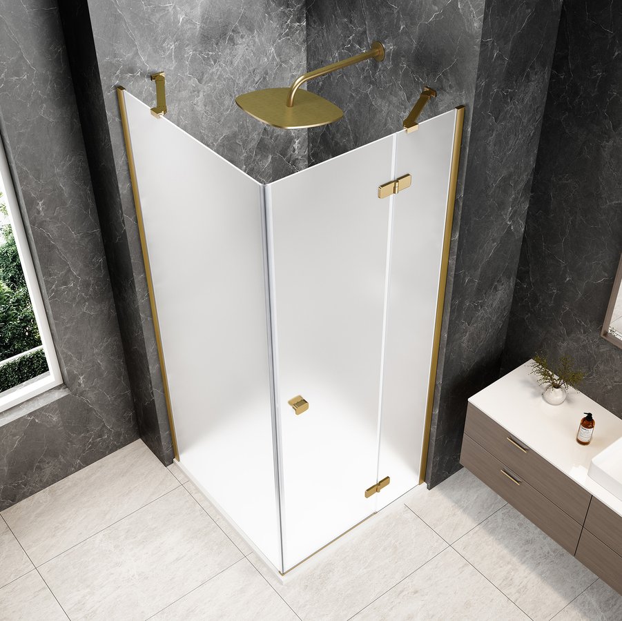 Polysan GLOBE GOLD MATT čtvercový sprchový kout 800x800mm, matné sklo, pravé GB1080-3215MRG