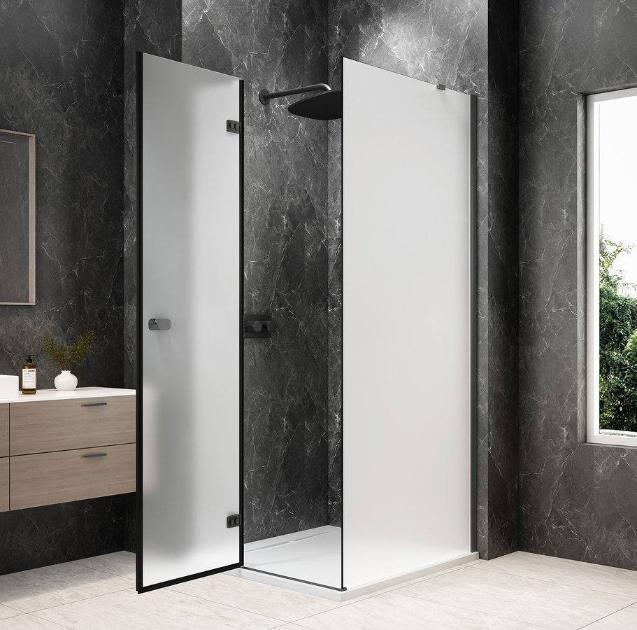 Polysan GLOBE GUN METAL čtvercový sprchový kout 800x800mm, matné sklo, levé GB1080-3215MLGM