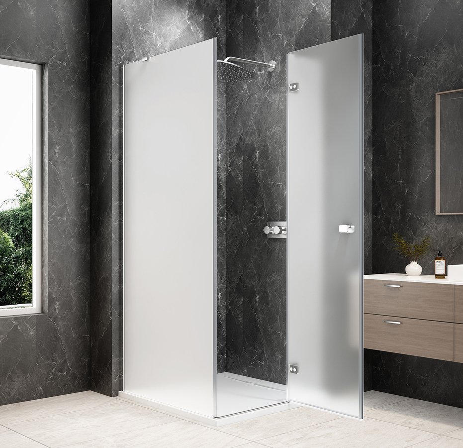 Polysan GLOBE CHROME čtvercový sprchový kout 900x900mm, matné sklo, pravé GB1090-3315MRC