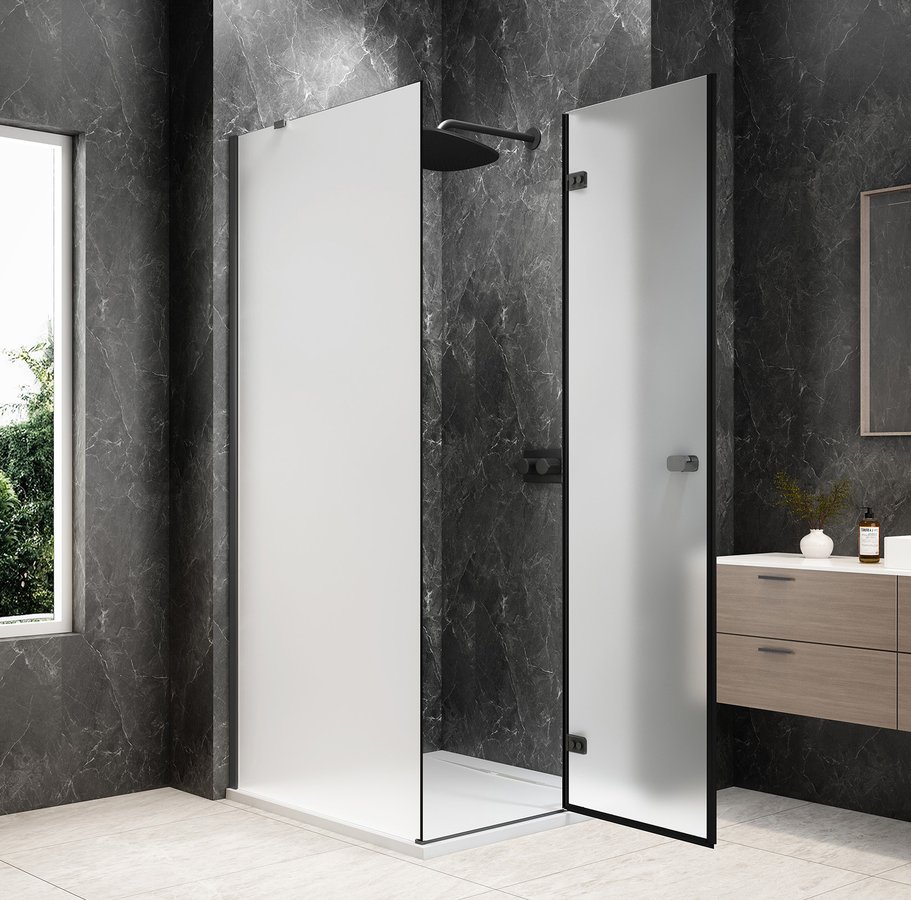 Polysan GLOBE GUN METAL čtvercový sprchový kout 1000x1000mm, matné sklo, pravé GB1010-3415MRGM