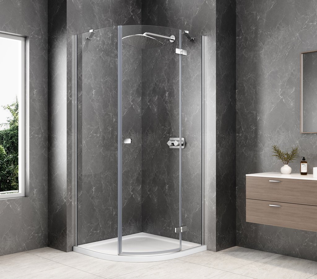 Polysan GLOBE CHROME čtvrtkruhový sprchový kout 1000x1000mm, čiré sklo, pravé GB2610RC