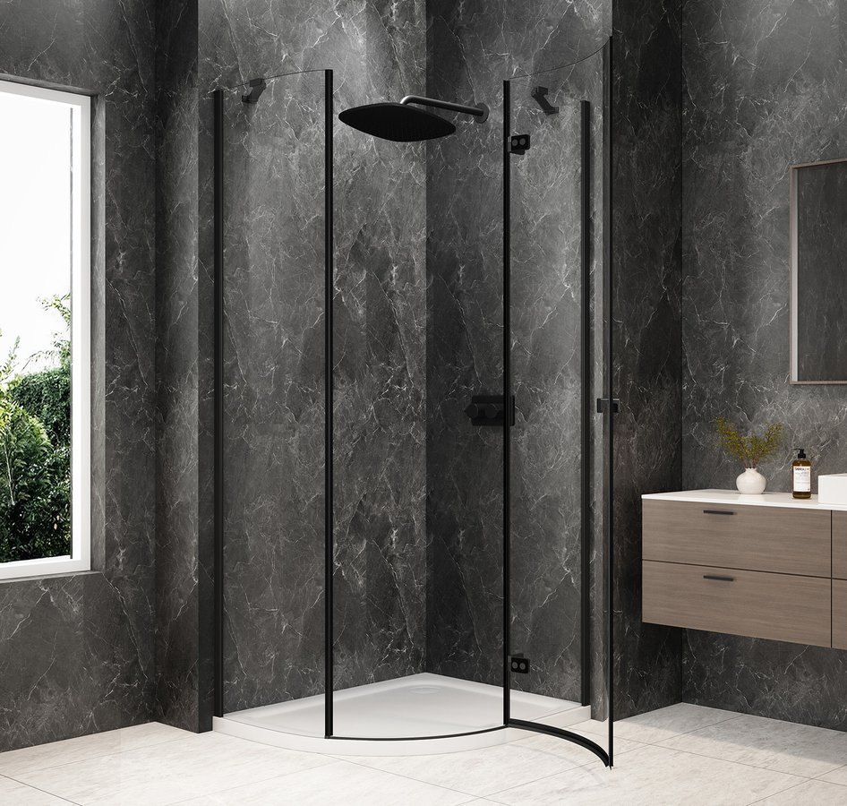 Polysan GLOBE BLACK čtvrtkruhový sprchový kout 1000x800mm, čiré sklo, pravé GB2180RB