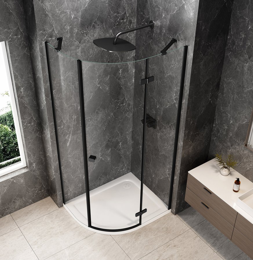 Polysan GLOBE BLACK čtvrtkruhový sprchový kout 1000x800mm, čiré sklo, pravé GB2180RB