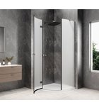 Photo: GLOBE GUN METAL čtvrtkruhový sprchový kout 800x800mm, matné sklo, levé