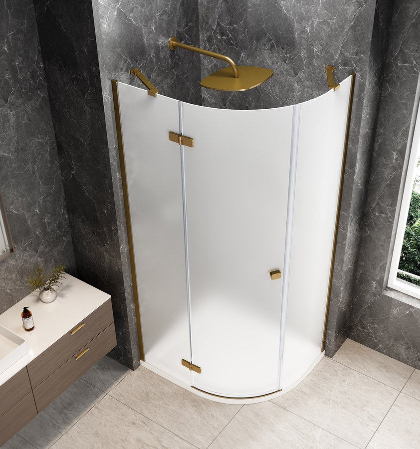 Polysan GLOBE GOLD MATT čtvrtkruhový sprchový kout 1000x800mm, matné sklo, levé GB2180MLG