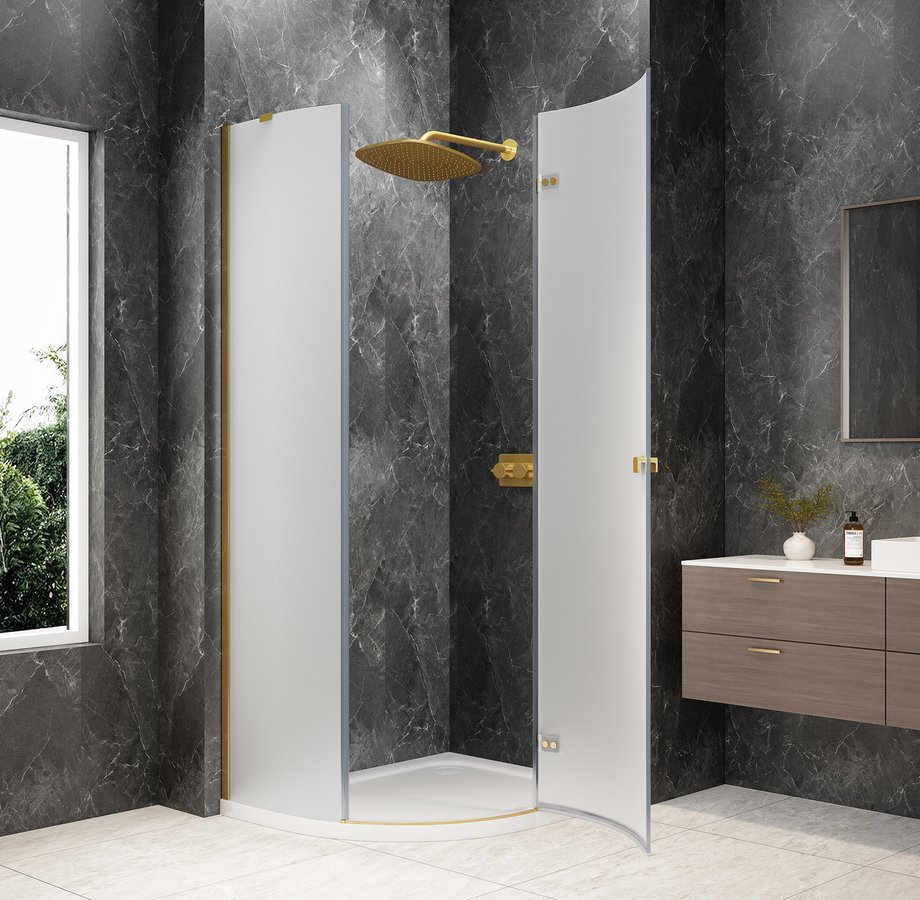Polysan GLOBE GOLD MATT čtvrtkruhový sprchový kout 1000x800mm, matné sklo, pravé GB2180MRG