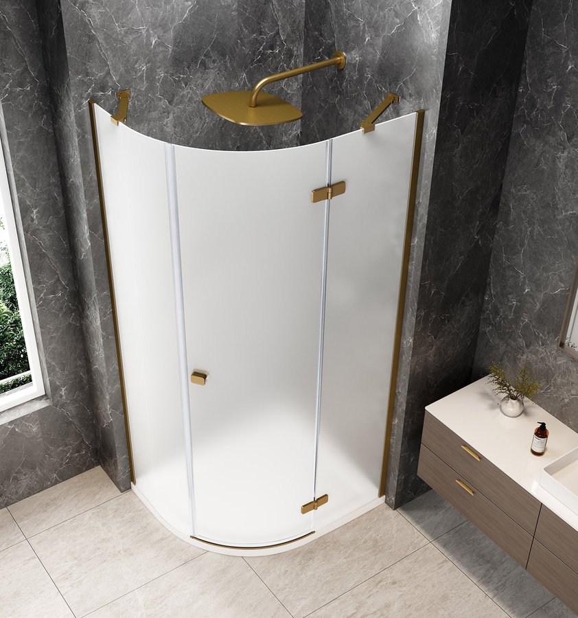 Polysan GLOBE GOLD MATT čtvrtkruhový sprchový kout 1000x800mm, matné sklo, pravé GB2180MRG