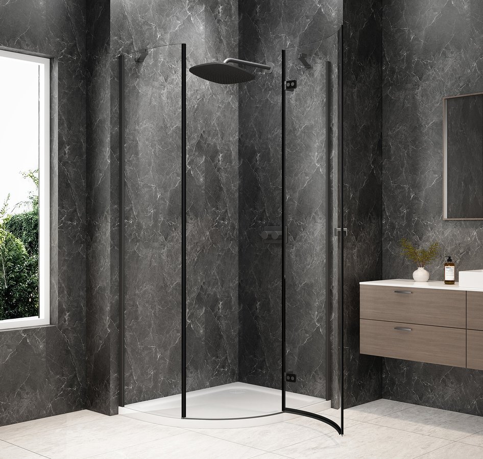 Polysan GLOBE GUN METAL čtvrtkruhový sprchový kout 1000x900mm, čiré sklo, pravé GB2190RGM