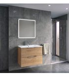 Photo: CIRASA Badezimmerschrank 70cm mit Waschbecken und LED Spiegel, 2 Schubladen, Eiche Alabama