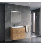 Photo: CIRASA Badezimmerschrank 70cm mit Waschbecken und LED Spiegel, 3 Schubladen, Eiche Alabama