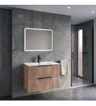 Photo: CIRASA STRIP Badezimmerschrank 80cm mit Waschbecken und LED Spiegel, 2 Schubladen, Eiche Alabama
