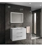 Photo: CIRASA Badezimmerschrank 80cm mit Waschbecken und LED Spiegel, 3 Schubladen, weiß