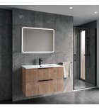 Photo: CIRASA STRIP Badezimmerschrank 100cm mit Waschbecken und LED Spiegel, 2 Schubladen, Eiche Alabama