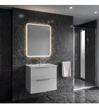 Photo: CIRASA Badezimmerschrank 60cm mit schmalem Waschbecken und LED Spiegel, 2 Schubladen, weiß