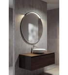 Photo: BORD round mirror with MOON LED light, ground edge dia. 80cm, CU free, black matt