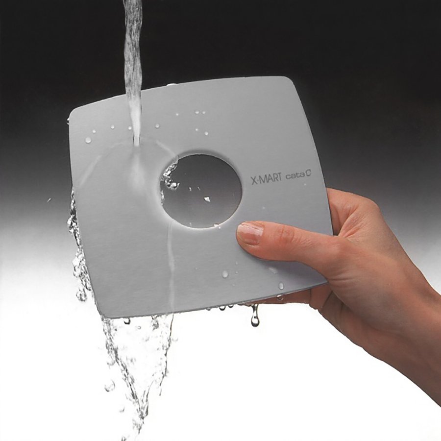 Cata X-MART 10H koupelnový ventilátor axiální s automatem, 15W, potrubí 100mm, nerez mat 01044000