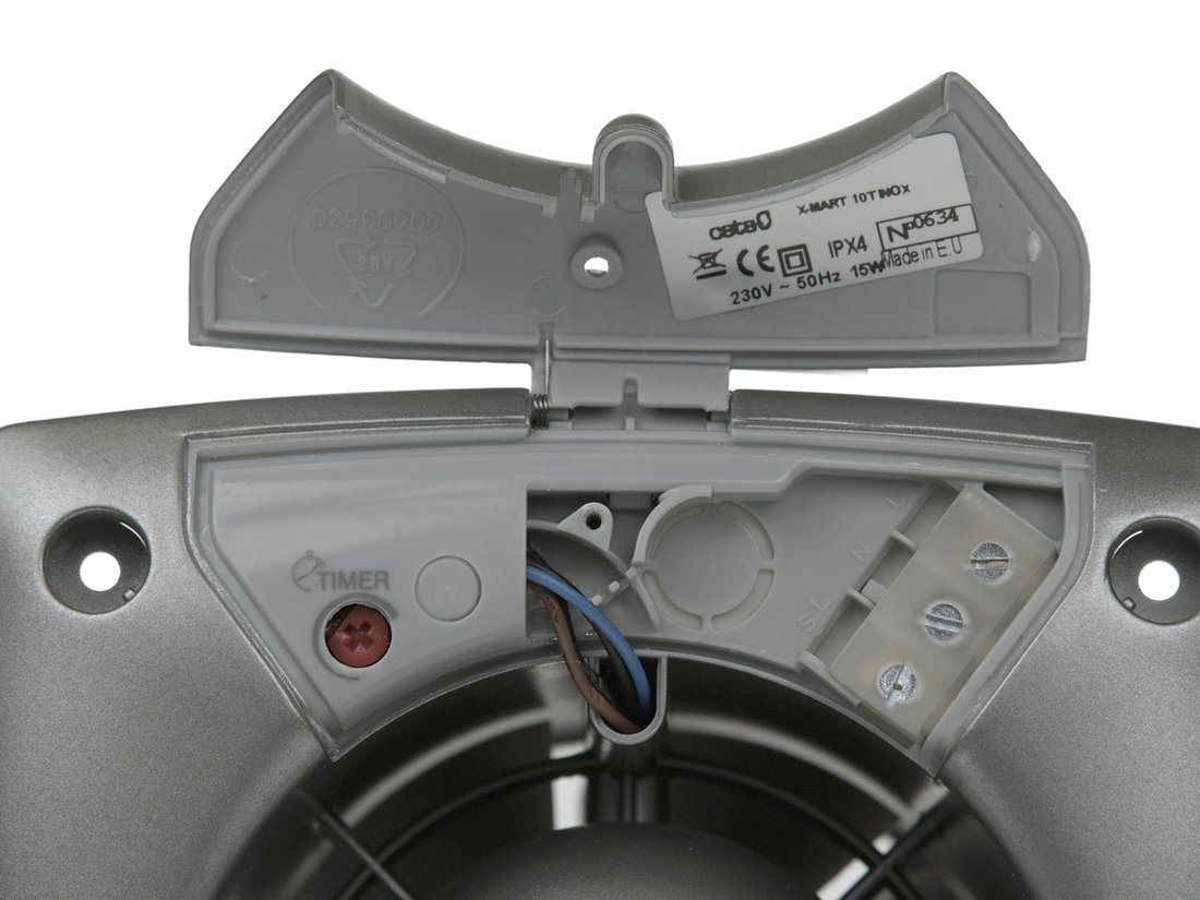 Cata X-MART 10T koupelnový ventilátor axiální s časovačem, 15W, potrubí 100mm, nerez mat 01041000