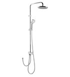 Photo: Sprchový stĺp pre nástennú batériu, pevná a ručná sprcha, guľatý, chróm