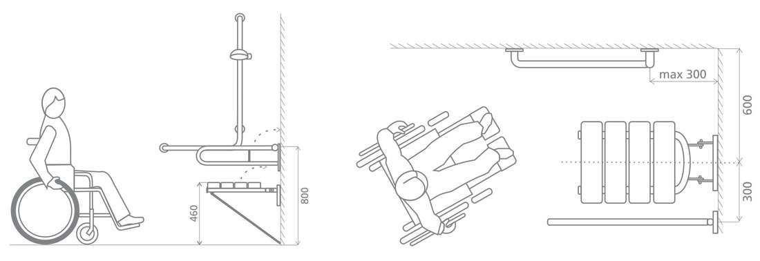Sapho HANDICAP sklopné sedátko do sprchového koutu s opěrnou nohou, 44x45cm, bílá XH001